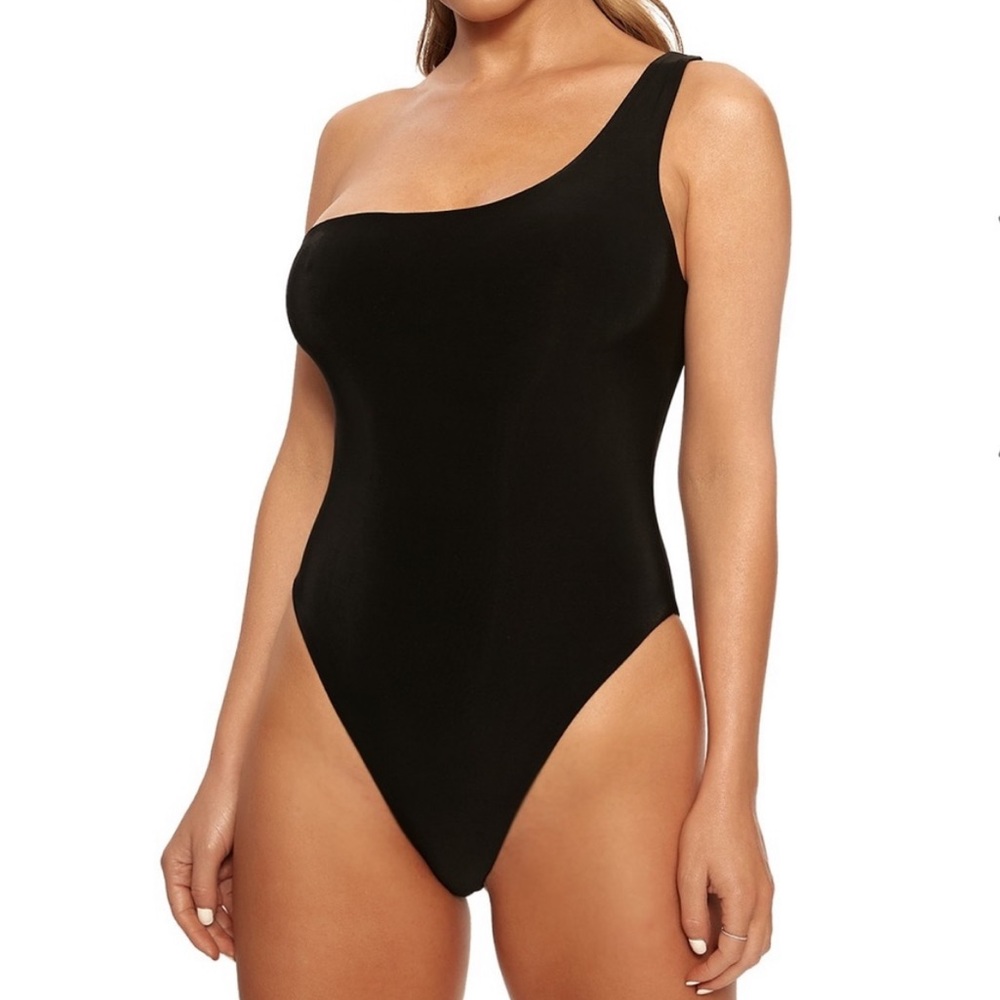New Black Naked Wardrobe one shoulder one piece swimsuit and bodysuit